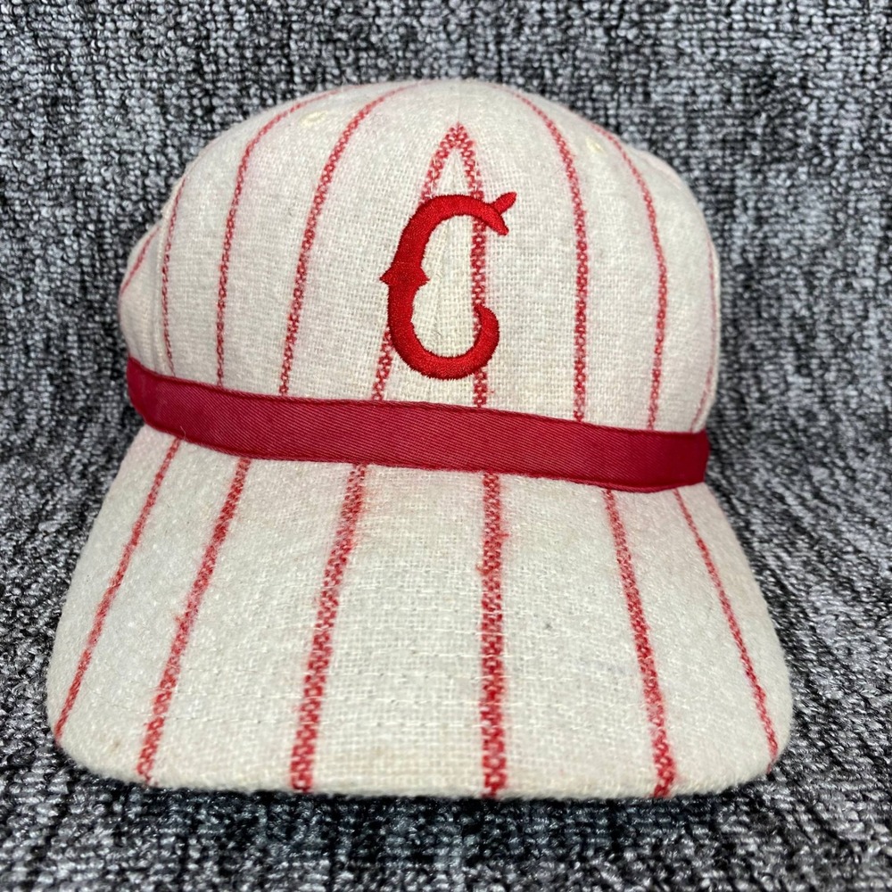 VTG American Needle Cincinnati Reds Pinstripe Fitted Hat Size 7 Wool Cap 1918